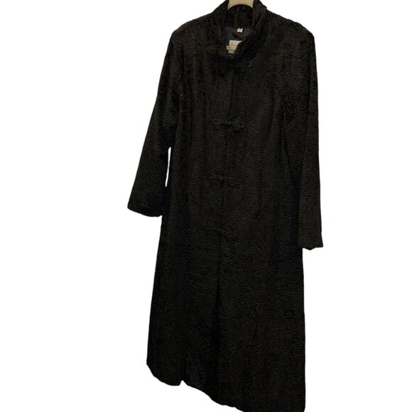 pamela mccoy NEW black Mongolian Persian sheep faux fur toggle coat M - Picture 1 of 5